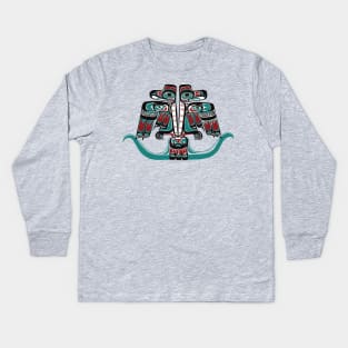 Nortwest Pacific Coast Haida Tlingit Thunderbird Kids Long Sleeve T-Shirt